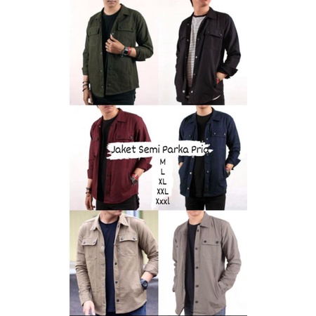 Jaket Semi Parka Pria Semi Parka Jumbo Pria Trucker Jacket Kanvas Couple