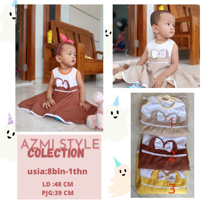 BAJU ANAK LEBARAN DREES ANAK CEWEK PITA 7-12 BULAN