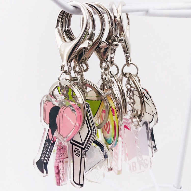 Kpop BTS BT21 GOT7 Blackpink TWICE EXO Gantungan Kunci Akrilik Liontin Keyring Charm Blackpink