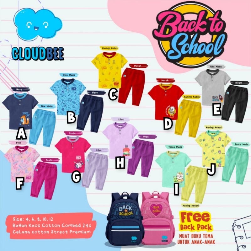 Set Back To School Free Back Pack by Cloudbee || CLOUDBEE SET BACK TO SCHOOLS + BACK PACK KEREN