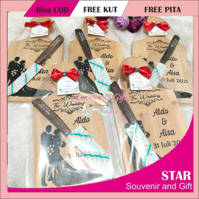 SOUVENIR PERNIKAHAN TALENAN KAYU DAN PISAU | SOUVENIR CANTIK | SOUVENIR MURAH MERIAH