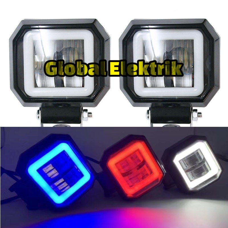Lampu Tembak Sorot Led Cwl 2 Mata Kotak Lensa 4D 20 Watt Lampu Led Variasi Motor Mobil