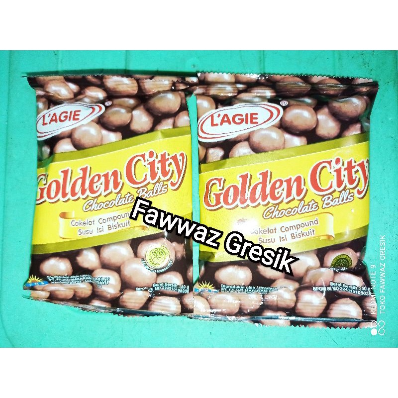 L'agie Golden City Ball Coklat 50gr - Netto 50 gr