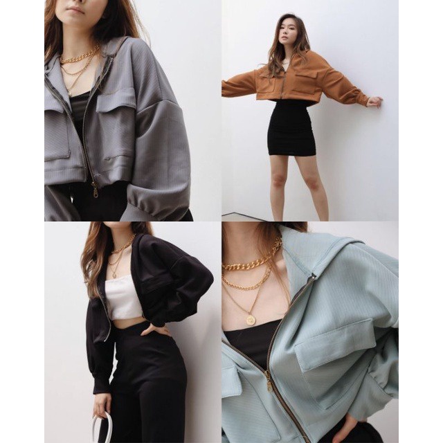 CASHA - ZEC OOTD Wanita Jaket NISA / Beatrix Oversize Crop Jacket / Jacket Crop Wanita / Jaket Crop 