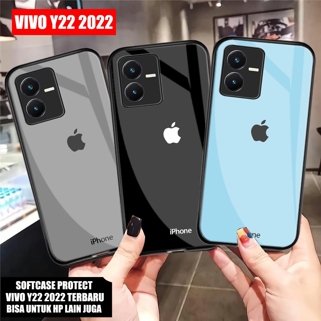 Softcase Glass Kaca Motif Iphone VIVO Y22 Y22S 2022 Terbaru [M154] Casing HP VIVO Y22 Y22S  2022 Ter