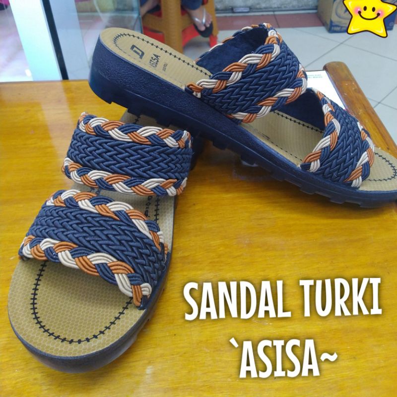 ASISA SANDAL TURKI / rajut hitam