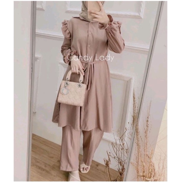 ONE SET JUMBO XXL - STANDART L / XL - ONE SET NIKEN SET / SETELAN WANITA ONE SET DAILY SET TUNIK  FASHION WANITA-MENDLY MOCA