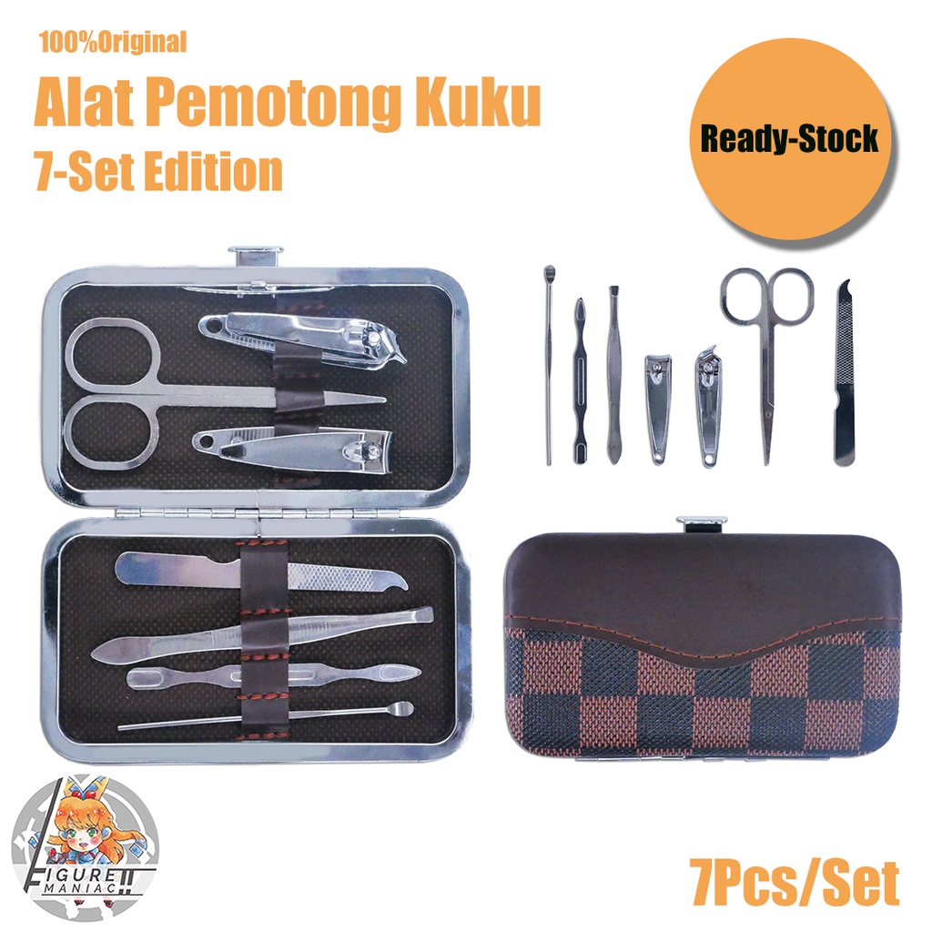 Paket Manicure Padicure Gunting Kuku dan Pembersih Kuku Set isi 7 Premium Import