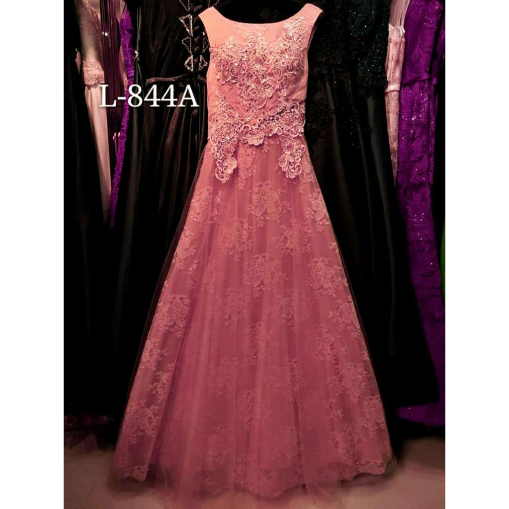 Longdress tutu lace brokat dusty pink maroon navy gaun pesta bridesmaid dress bridal premium fio844