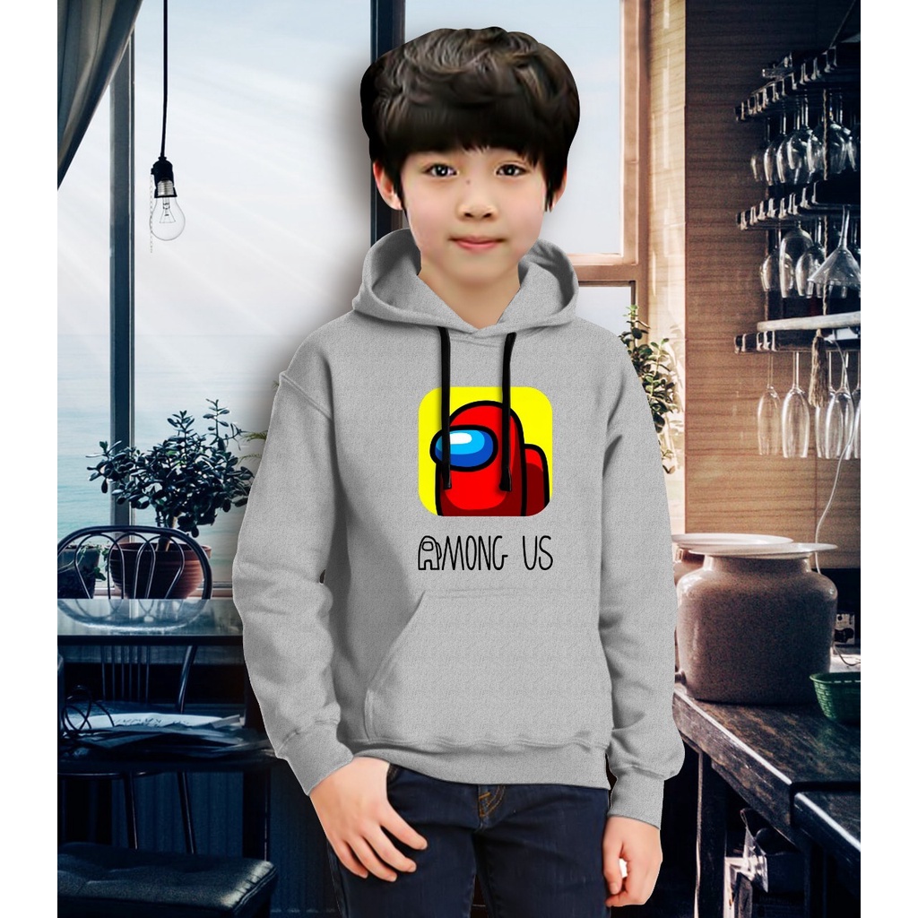 Jaket Anak Laki Laki/Jaket Anak Terbaru/Hoodie Anak Anong Us  Gaming Bahan Fleece Tebal 4-11 TAHUN