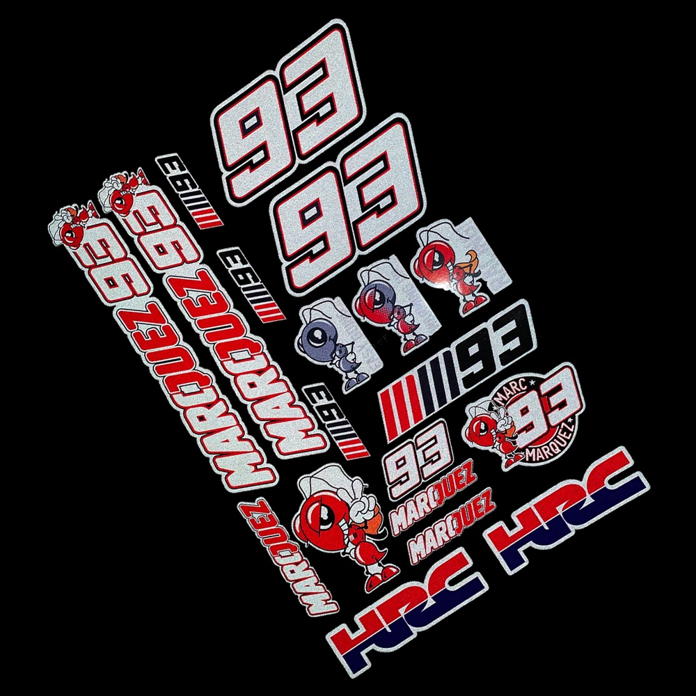 Set Stiker Decal Helm Motor marquez 93 Bahan pvc Nilon Anti Air + Gantungan Kunci