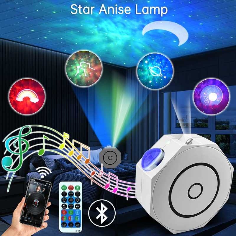 Lampu Proyektor Cahaya Bintang Nebula Adjustable Bluetooth Speaker