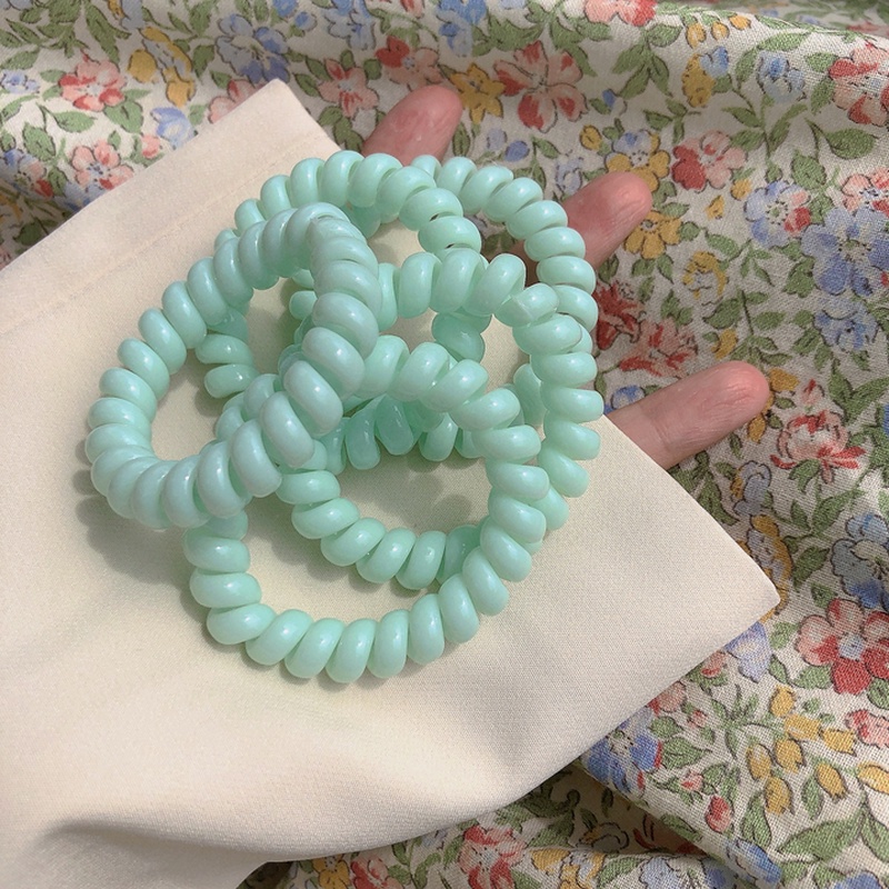 Roselife Mint Green Sprial Coil Hair Tie Telephone Cord Ponytail Hair Bands 1 Pc