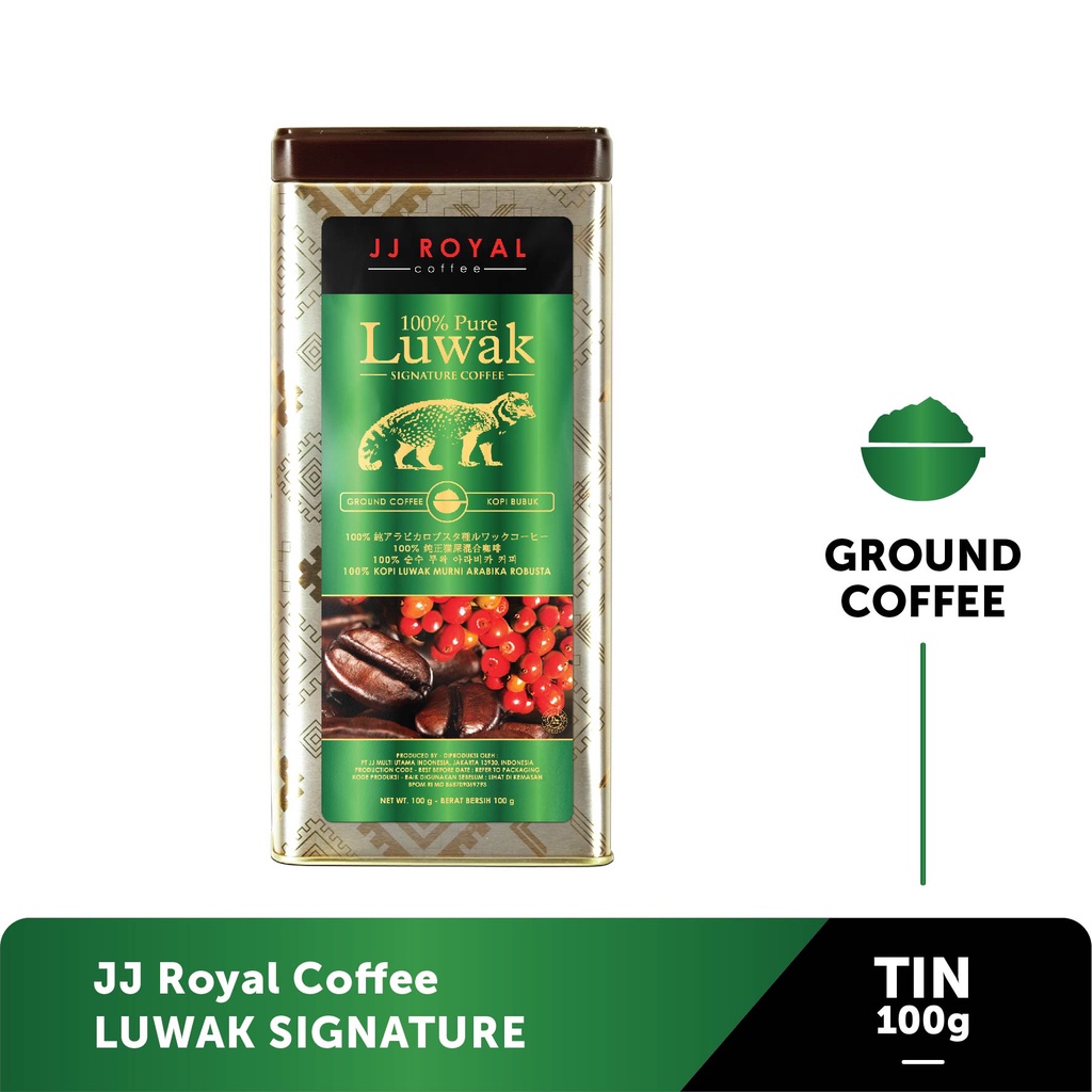 

JJ Royal Coffee 100% Pure Luwak Signature Ground Tin 100gr (Bubuk)