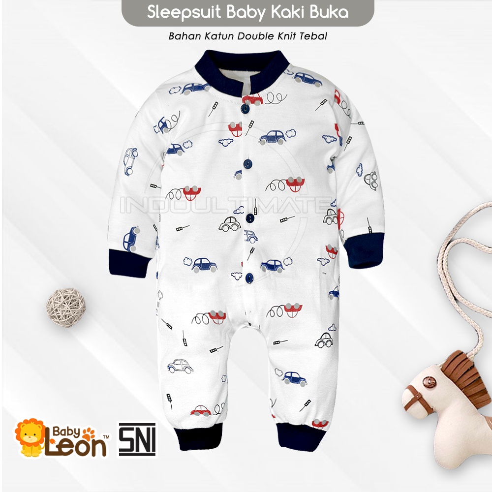 SNI Jumpsuit panjang BABY LEON 0-12 bulan COTTON Jumper Bayi Baju Tidur Bayi Anak BC-071 Piyama kaos-Car Navy