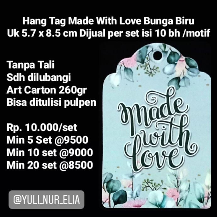 

Jual Hang Tag Made With Love Uk 5.7X8.5Cm Dijual Per Set Isi 10Bh/Motif Gilaa!!!