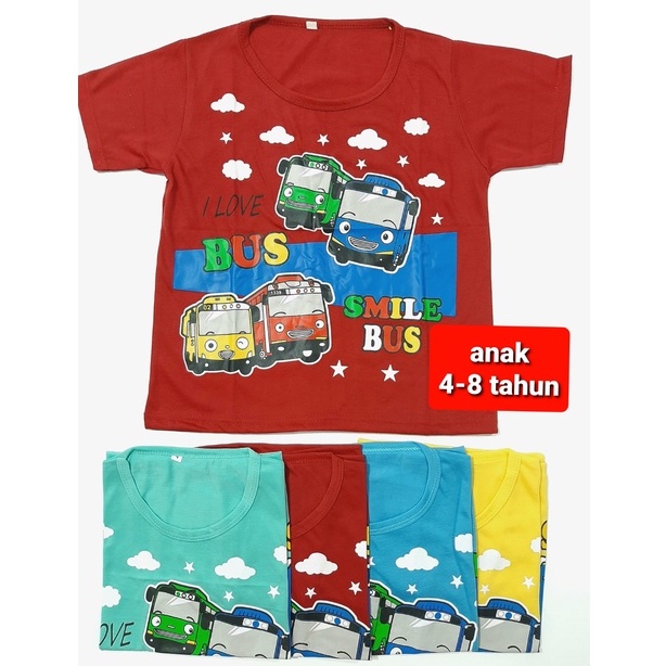 Kaos Anak laki laki 4 - 8 tahun oblong pakaian atasan baju cowok murah bus mobil grosir