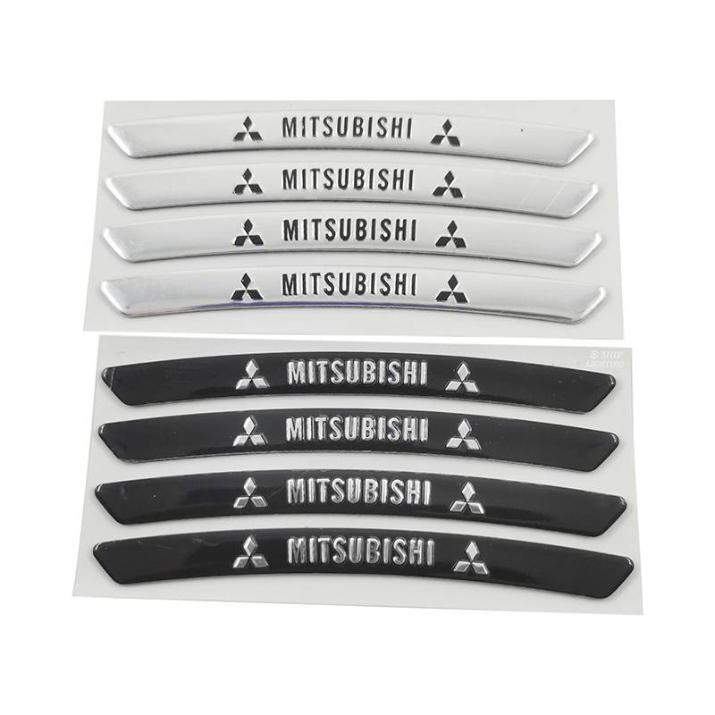 4pcs Stiker Emblem Logo Mitsubishi Bahan Aluminum Untuk Dekorasi Velg Mobil Mitsubishi