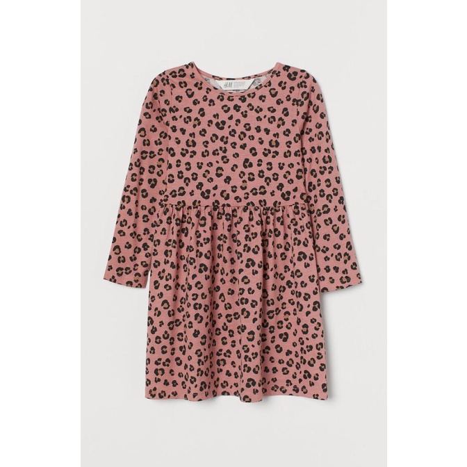 H&M Kids Dress Anak Lengan Panjang [Dark Pink/Leopard] Original Termurah