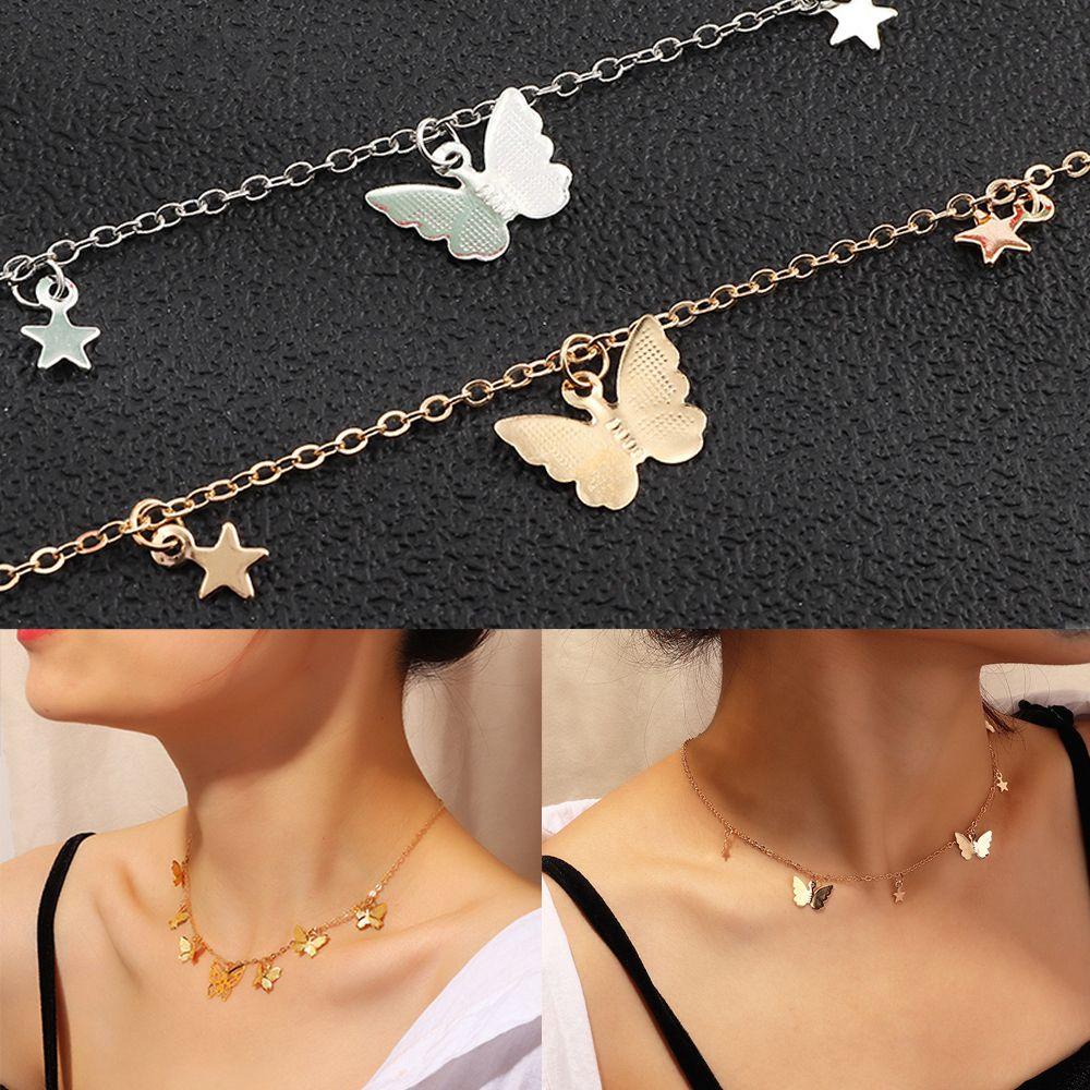 Lily Kalung Hewan Wanita Perhiasan Aksesoris Warna Emas Perak Liontin Choker