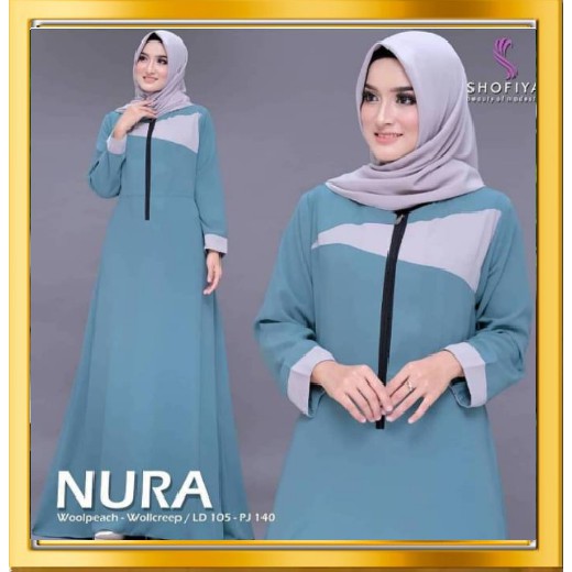Gamis Muslim Luar Biasa TOYOBO ASLI LD 102 Langsing Syari Nyaman Dipakai Pengajian Lebaran - ANDIEN