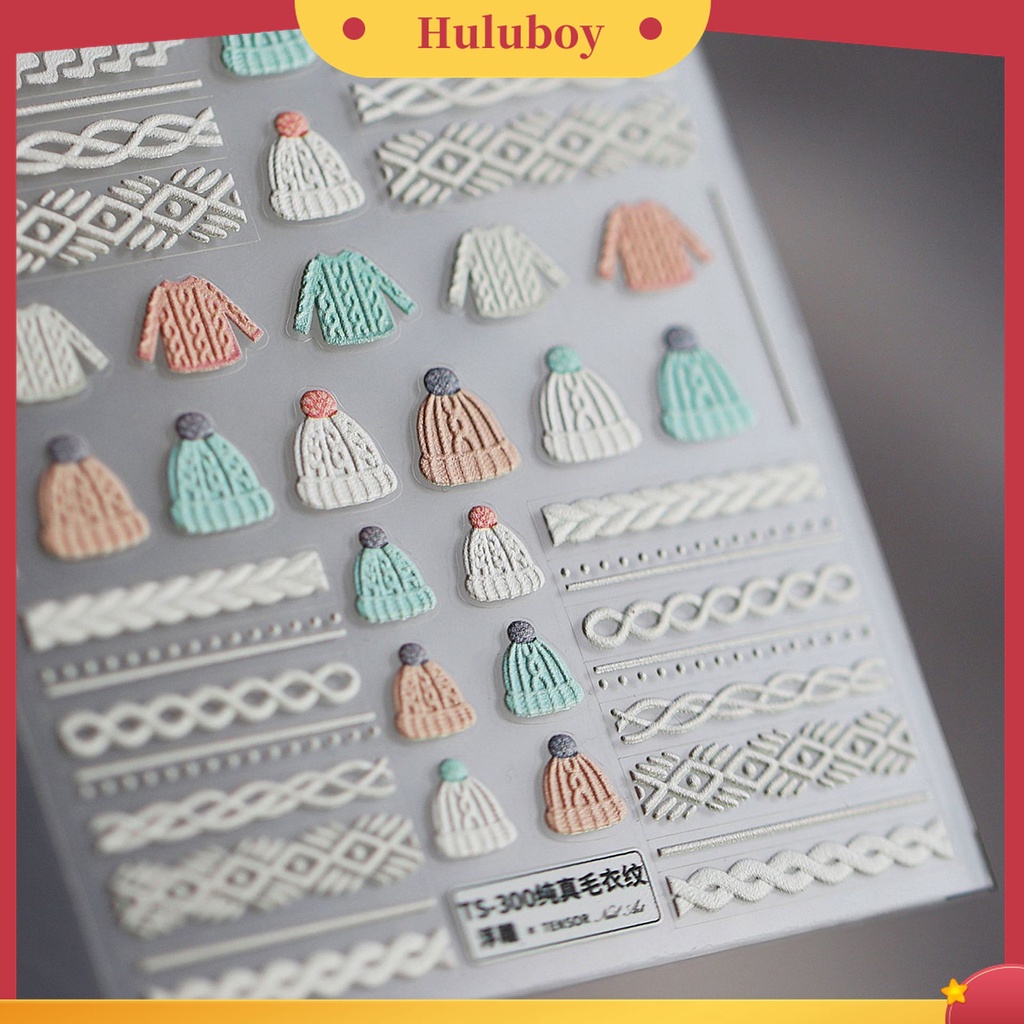 Huluboy Huluboy♡ Stiker Kuku Aneka Bentuk Ukiran Snowflake Sayap Putih Wol Efek 5D Warna-Warni Untuk Kecantikan