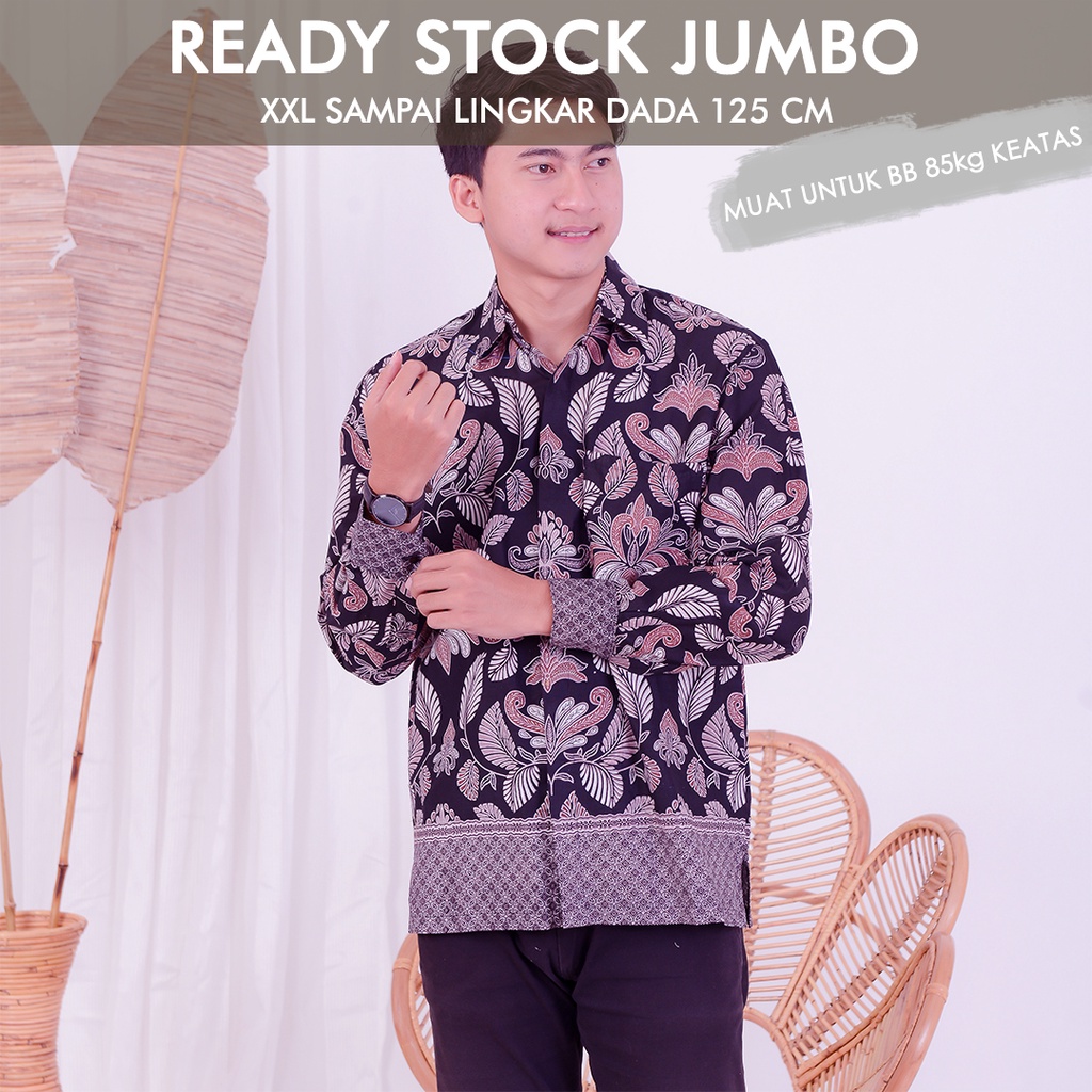 KEMEJA BATIK PRIA LENGAN PANJANG BATIK PRIA KATUN HALUS BAJU BATIK PRIA LENGAN PANJANG MODERN M L XL XXL LENGKAP