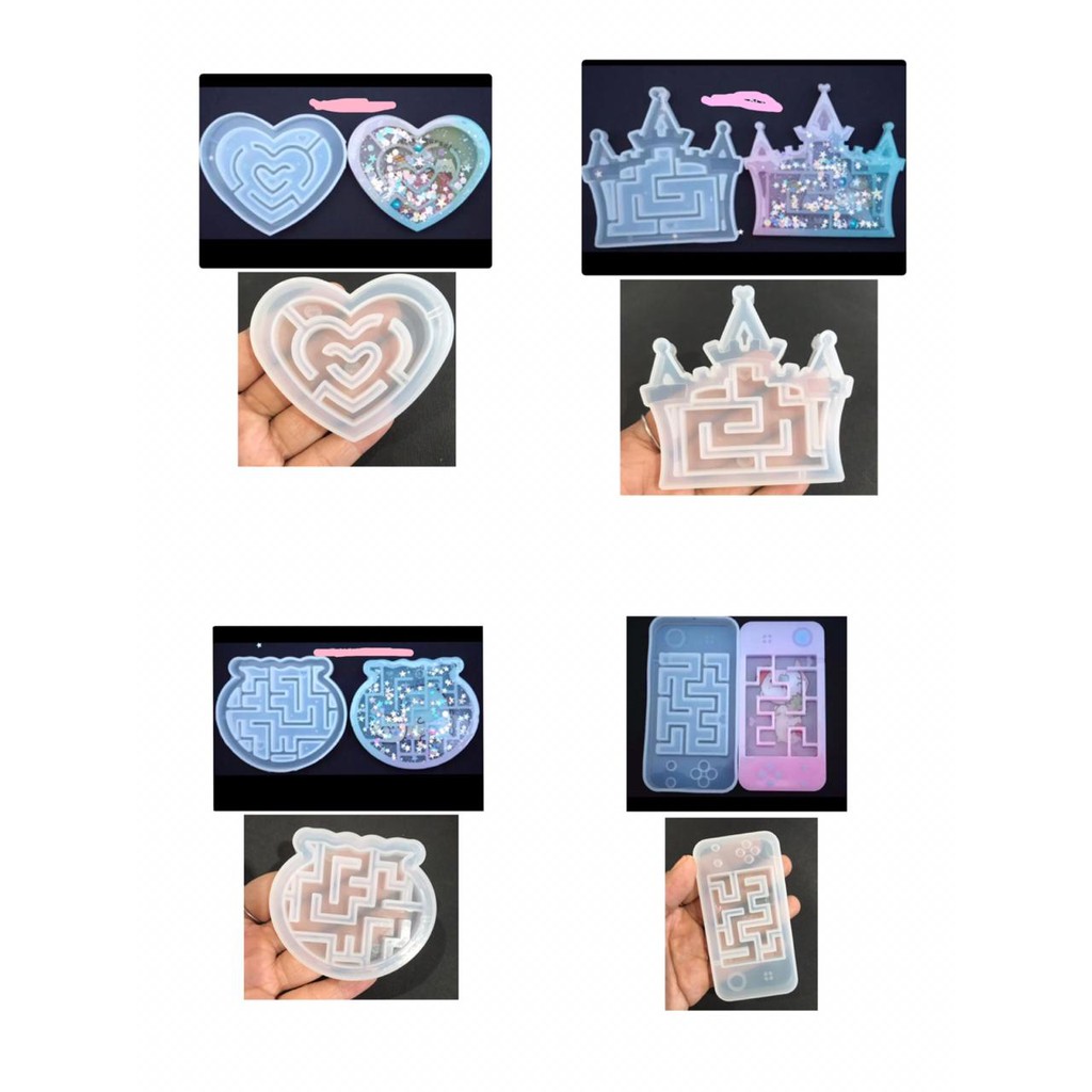 Maze mold labyrinth mold cetakan resin keychain fondant mold shaker mold gantungan kunci