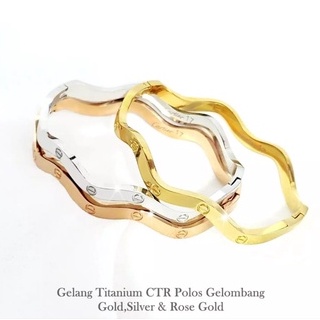 ( SATUAN ) GELANG TITANIUM GELOMBANG ZIG ZAG ASLI TITANIUM / PERHIASAN WANITA ASLI TITANIUM