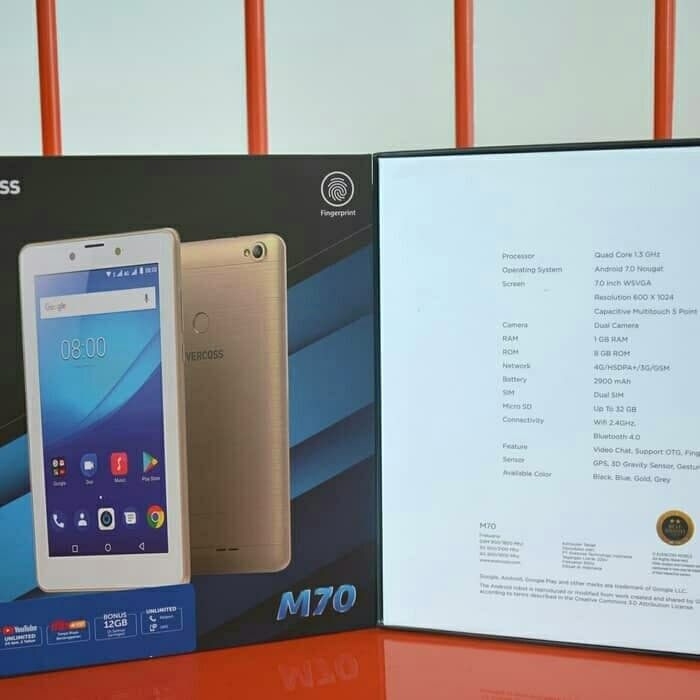 Evercoss M70 Tablet 7" 4G 1/8 - 1 GB - 8 GB - Fingerprint - Baru - Garansi resmi