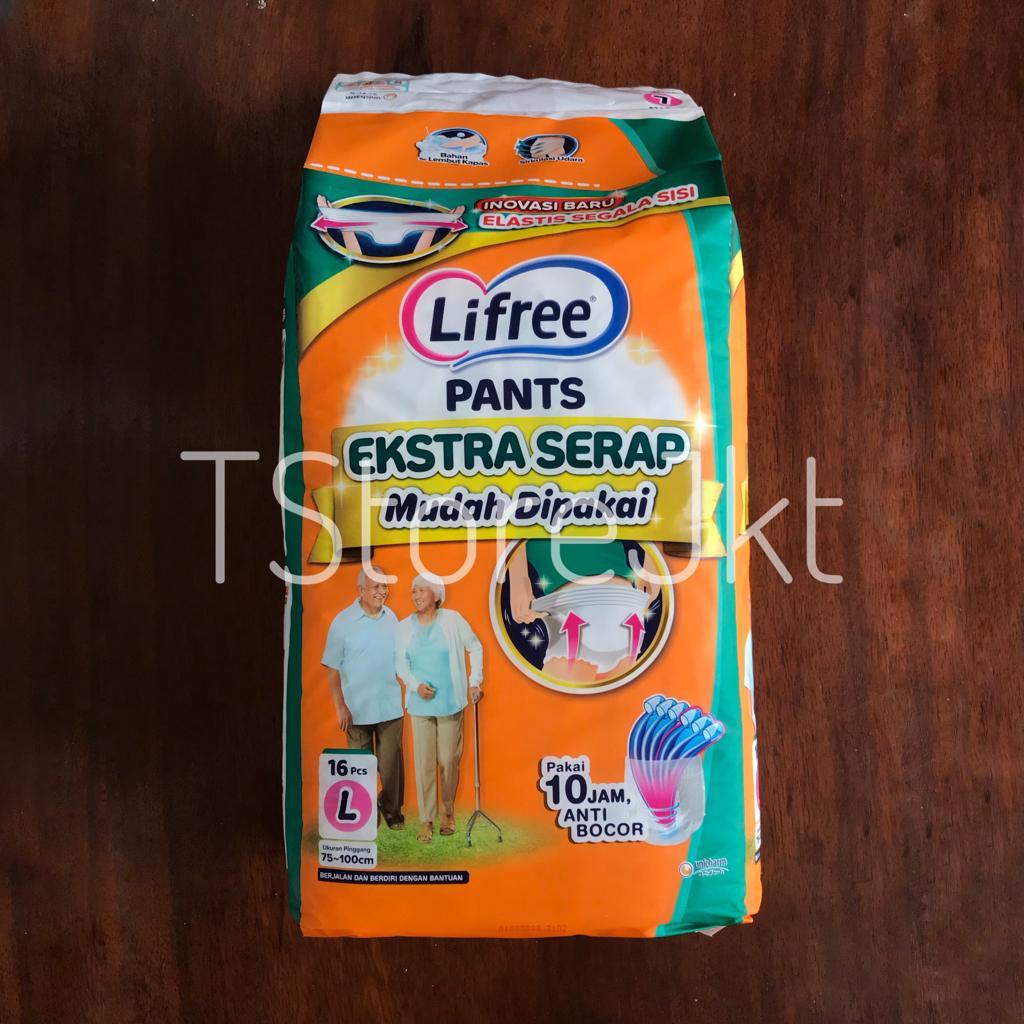 Lifree Popok Celana Dewasa Ekstra Serap [L8, L16 &amp; XL6, XL12]