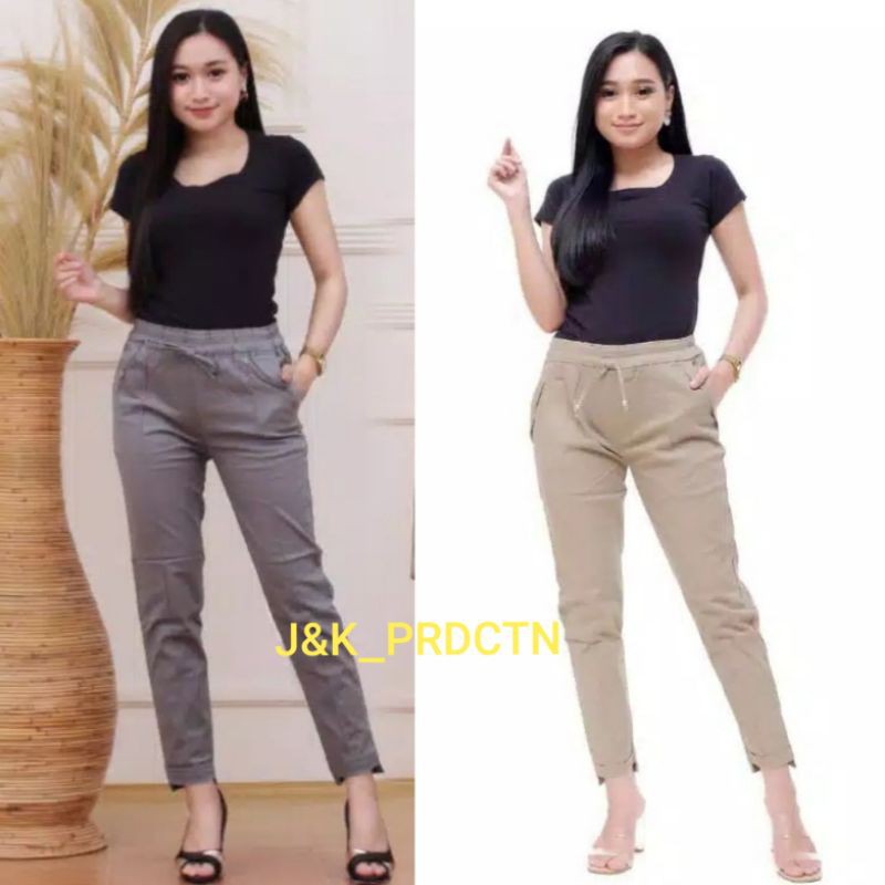 Baggy pants pinggang full karet combet diamon street allsize fit to L dan jumbo