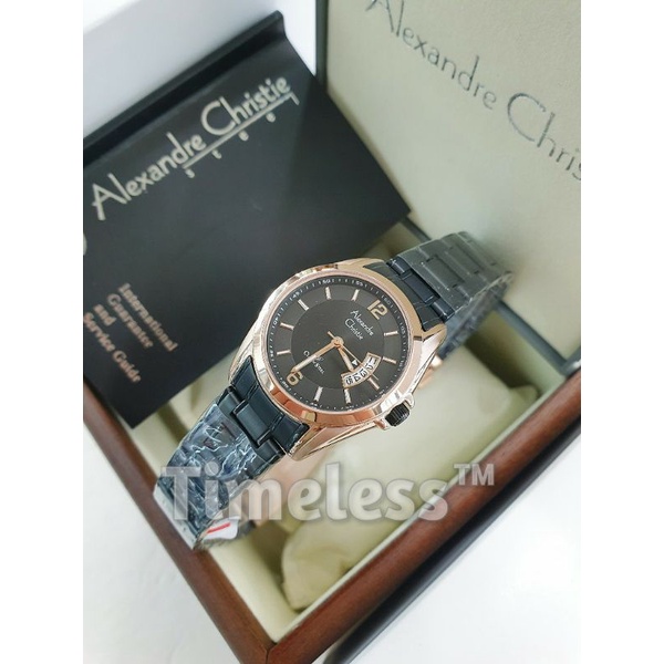 Jam tangan wanita Alexandre Christie AC 8289 LD Black Rosegold
