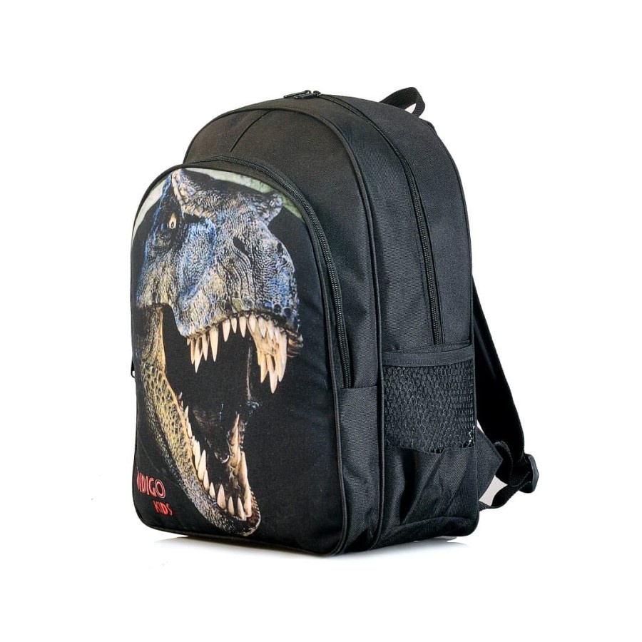 tas dinosaurus tyrex 3D ransel anak laki laki / tas sekolah gendong hitam motif dino koper roda dorong