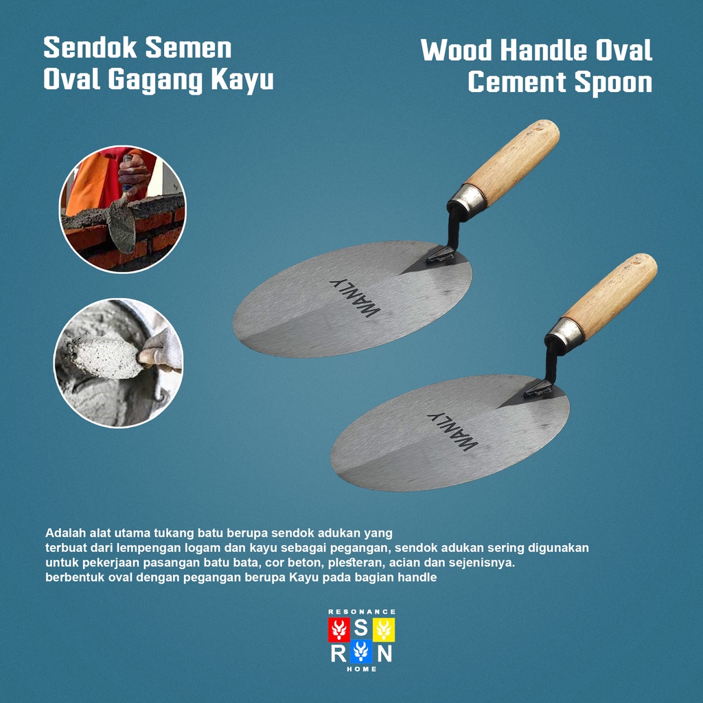 Sendok Tembok Bulat 6 Inci Gagang Kayu l Sendok Semen 6 Resonance Home