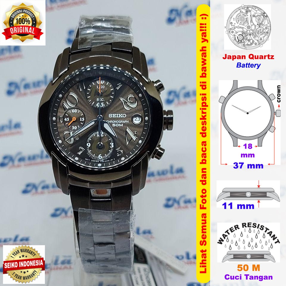 Seiko Ladies SND869P1 Quartz Chrono Black Face - Jam Tangan Wanita SND869