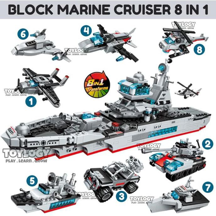 PAKET Block Qman Marine Cruiser Transform Pesawat Kapal Lego 8in1 1411
