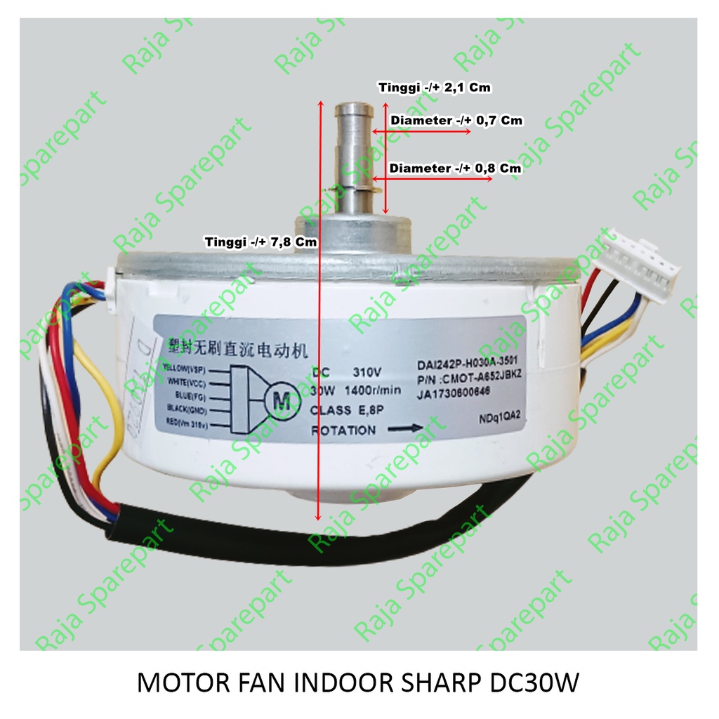 MOTOR FAN INDOOR AC SHARP DC310V 30W / DINAMO KIPAS INDOOR AC SHARP DC310V 30W (UKURAN ADA DI GAMBAR)