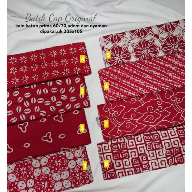 kain batik cap garutan warna merah /maroon