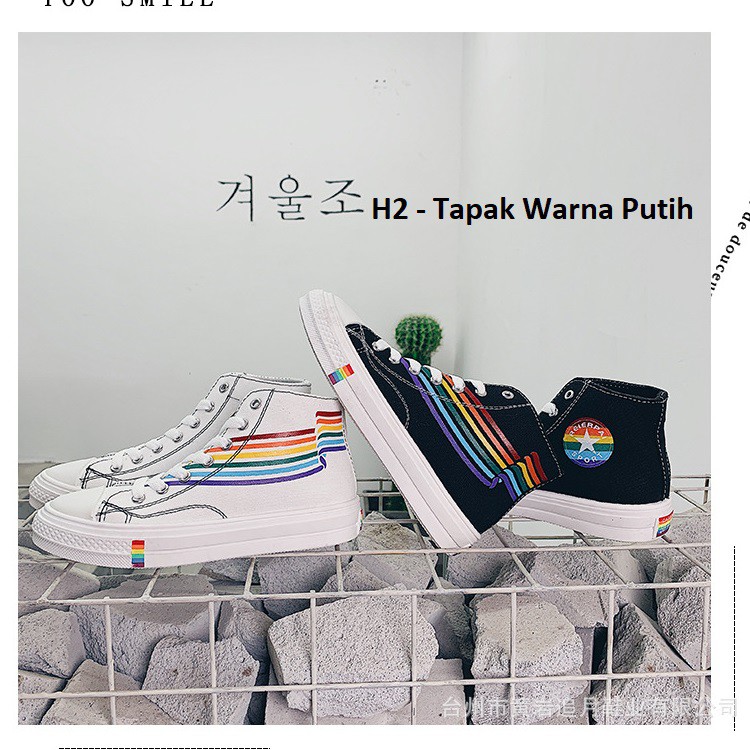 Sepatu Sneakers Kanvas High Top Bertali Sneaker Wanita Sepatu Putih Perempuan Cewek Import SP-089