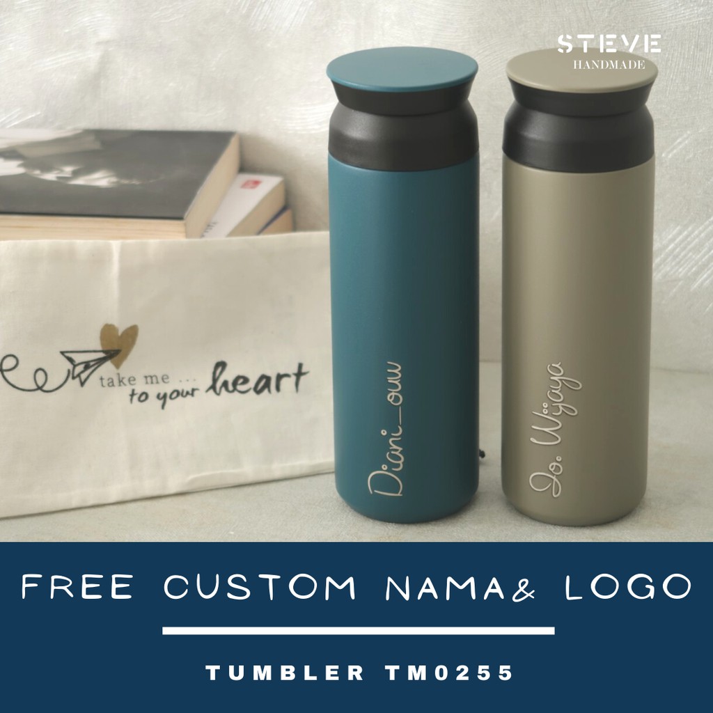 Botol minum stainless termos vacuum tumbler travel mug TM0255 Grey Custom Tahan Air Panas dan Dingin