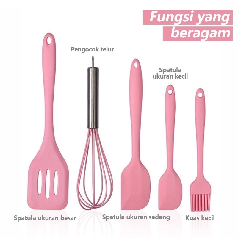 Spatula Silikon Tahan Panas 5pcs Spatula Set Alat Masak Set Sutil