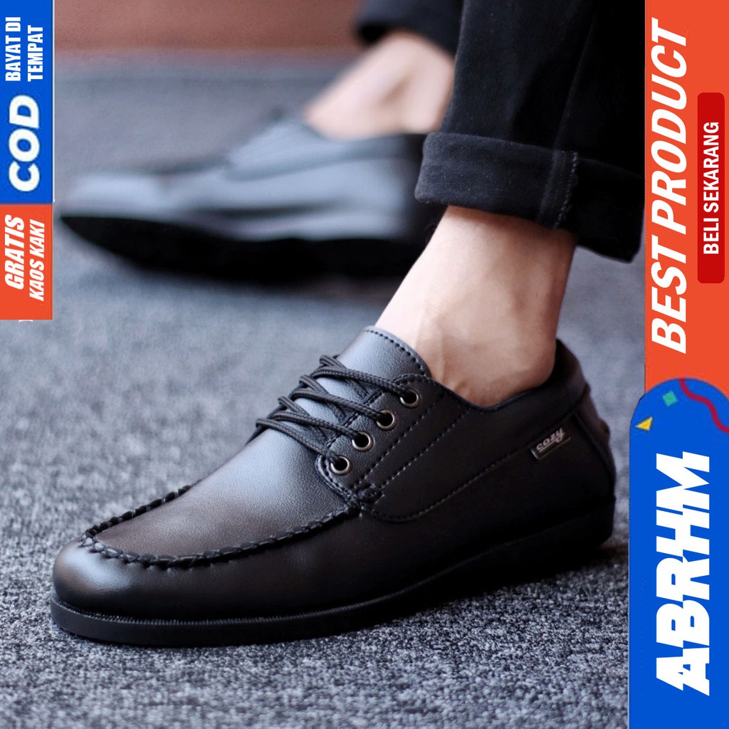 ABRHM Sepatu Pantofel Kerja Formal Hitam Pria