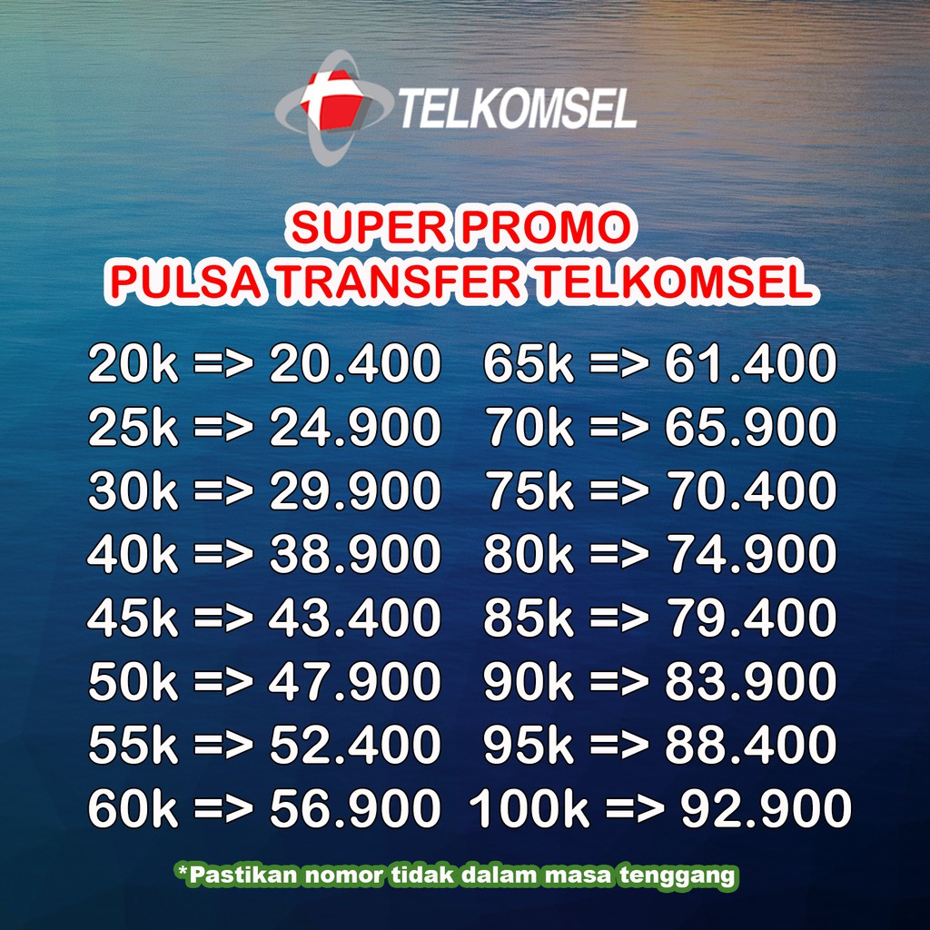 PULSA TRANSFER TELKOMSEL 20k-100k HARGA AGEN 100% PALING MURAH