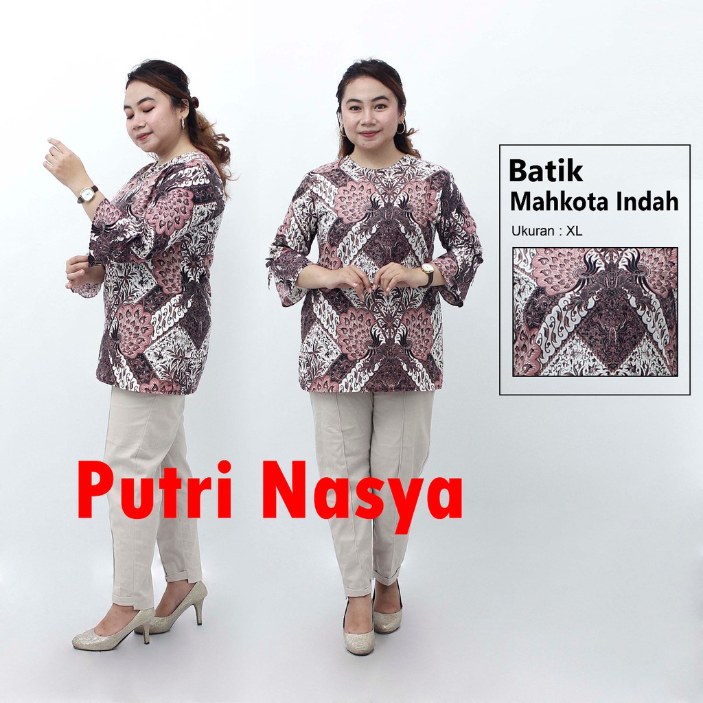 Atasan Batik Jumbo Wanita / Blus Jumbo / Size S-M-L-XL-XXL-3L-4L-5L Model Lengkap Seragam Batik