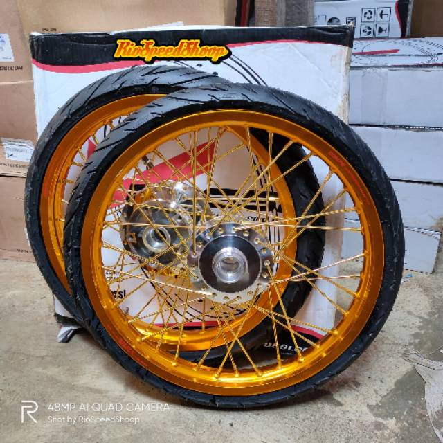 Velg Pelek Vixion New/Old JariJari Gold Paketan Plus Ban
