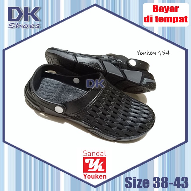 Youken Sandal Selop 38-43 Hitam / Selop Bakpao Baim Karet Laki-laki