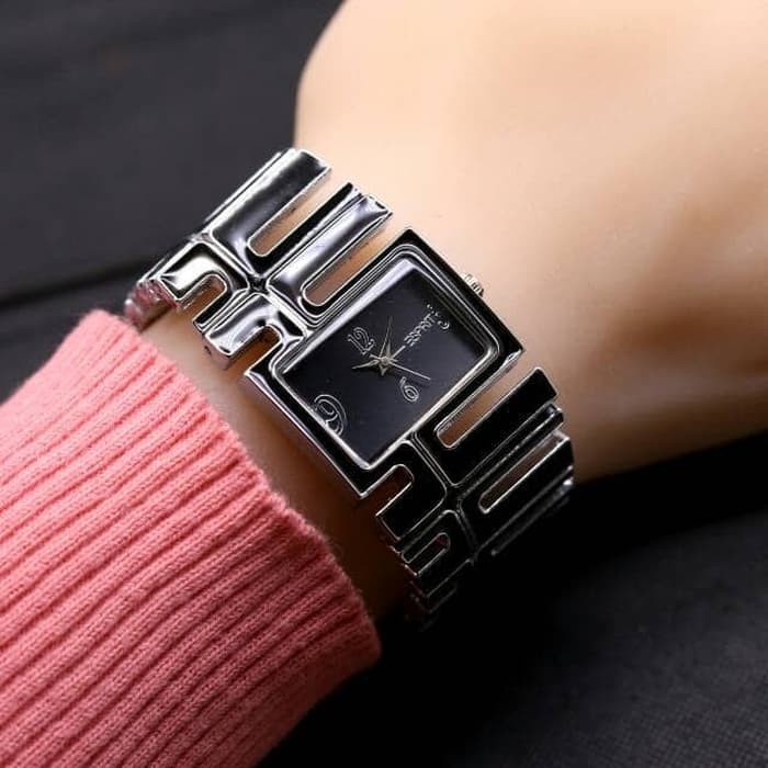 Jam Tangan Wanita / Cewek Esprit Sk1037 Rantai Hitam Silver