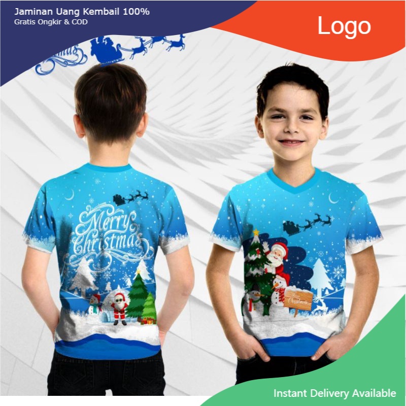 Kaos Natal & Tahun Baru Anak Terbaru 2021/2022 Jersey FULLPRINT