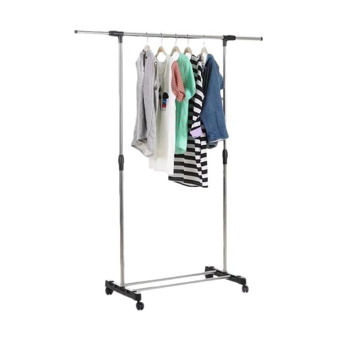 (2KG) SHENAR SINGLE CLOTH HANGER / RAK GANTUNG (STAND HANGER) DENGAN 4 RODA / RAK GAMIS / RAK RODA / RAK HANGER